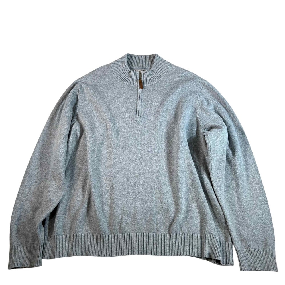 Duluth Trading Co Mens 3XL Gray Cotton Blend 1/4 Zip Mock Neck Pullover Sweater